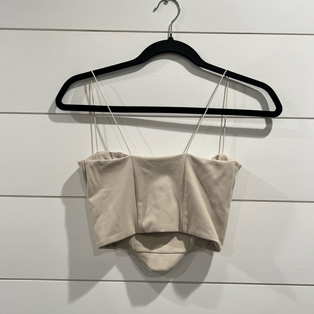 Joah Brown White Corset Crop Top - Picture 7 of 9